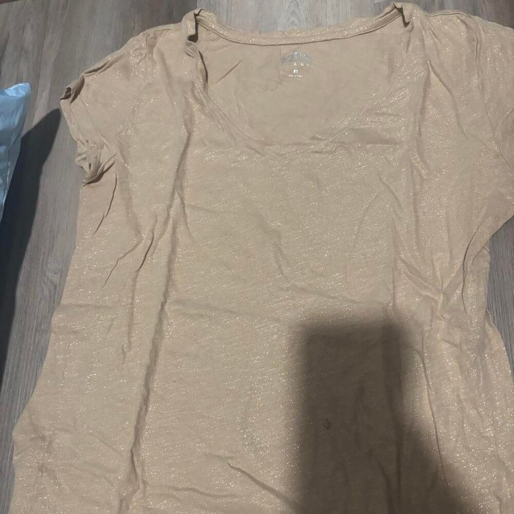 Soho Women's Cream and Tan T-shirt